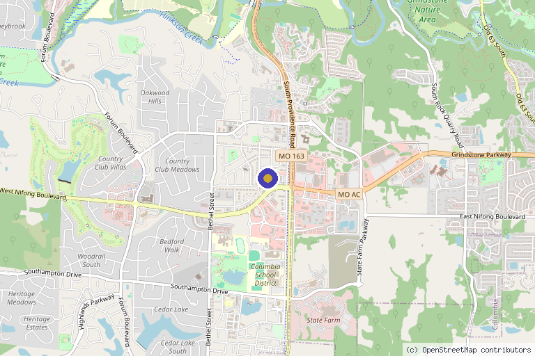 Map showing the location of Morpheus IV Hydration & Ketamine Infusion Clinic in Columbia, MO
