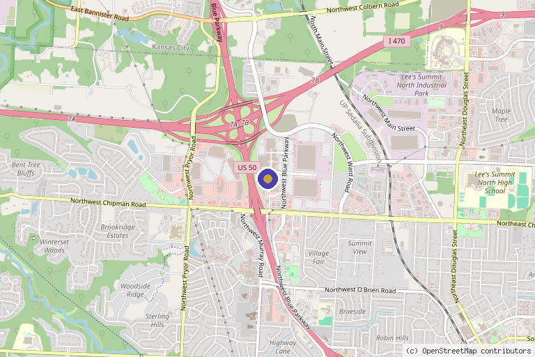 Map showing the location of Enhanced Reflections Med Spa in Lee's Summit, MO