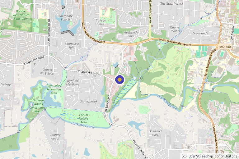 Map showing the location of Bonnie S. Friehling, MD in Columbia, MO