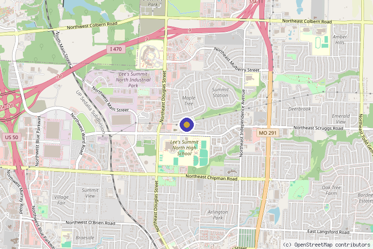 Map showing the location of Amy Chow, MD Rejuvenation Practice in Lee's Summit, MO