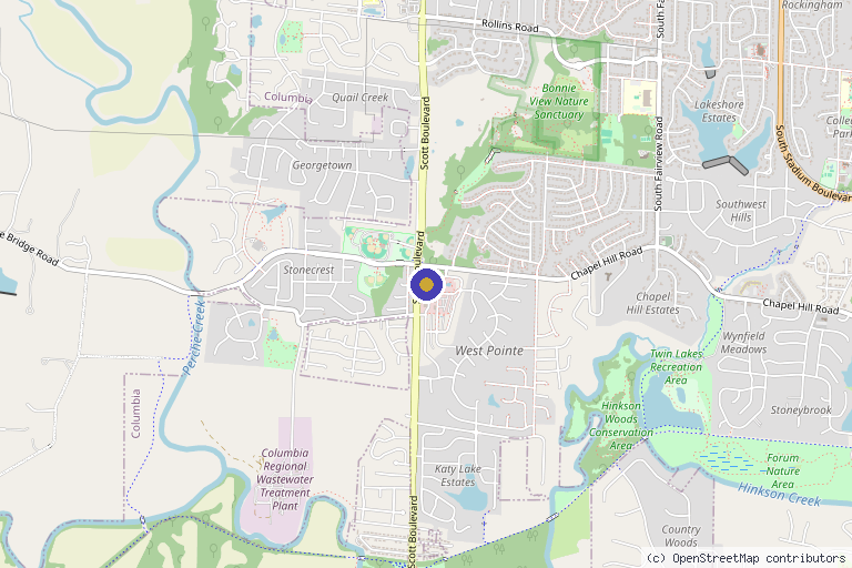 Map showing the location of Cayce Medical Spa in Columbia, MO