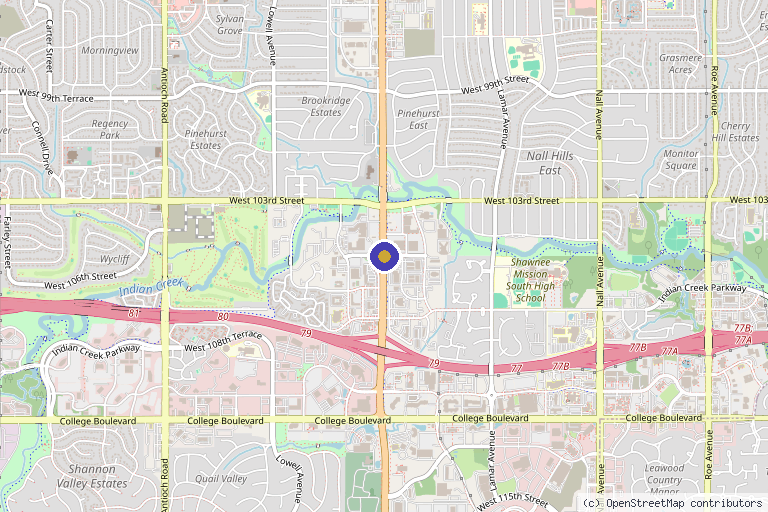 Map showing the location of prp & stem cell therapy in Overland Park, KS