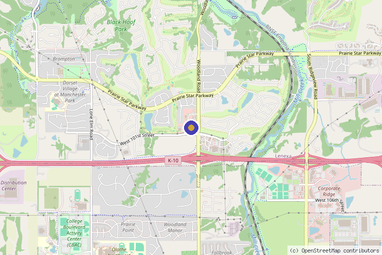 Map showing the location of Softwave Therapy Lenexa in Lenexa, KS