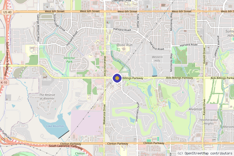 Map showing the location of Dr. Durland’s Simple Wellness in Lawrence, KS
