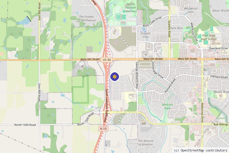 Map showing the location of Head & Heart Health and Wellness in Lawrence, KS