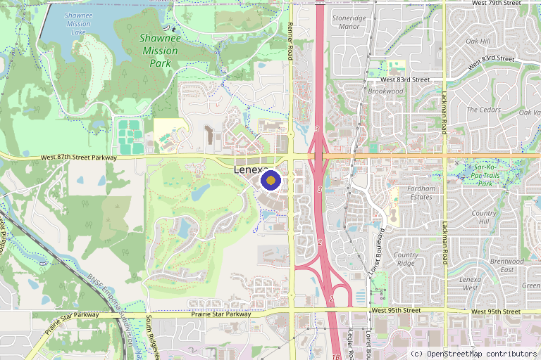 Map showing the location of Azalea Med Spa in Lenexa, KS