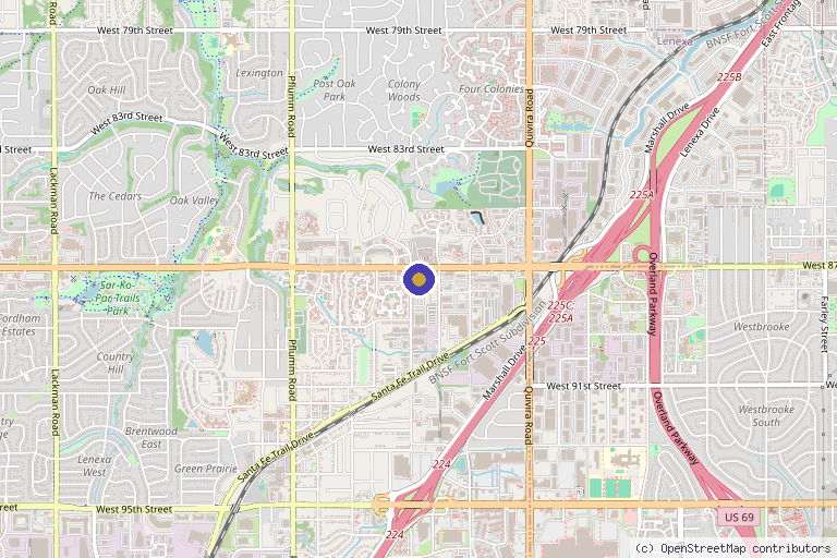 Map showing the location of Elevate Aesthetics in Lenexa, KS