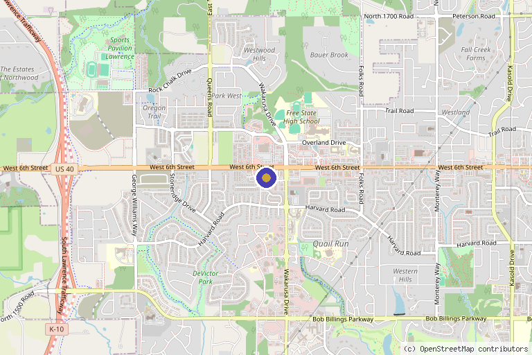 Map showing the location of Vibrant Health Solutions in Lawrence, KS