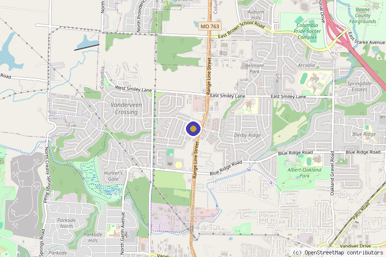 Map showing the location of Columbia Integrative Health in Columbia, MO