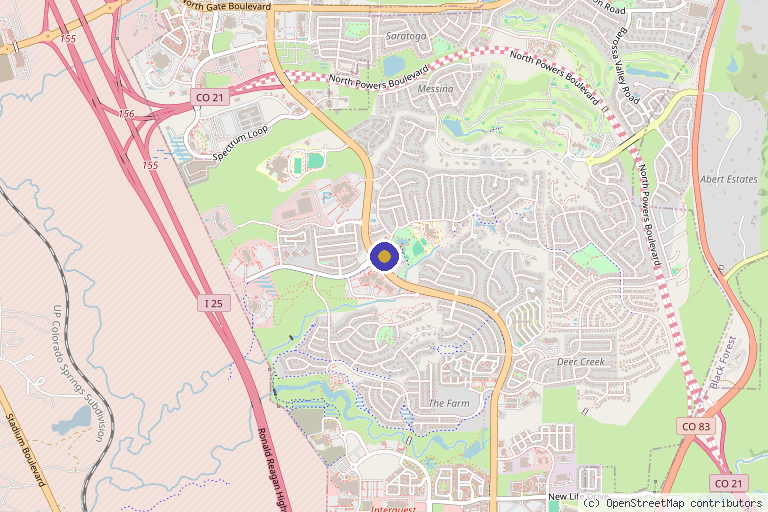Map showing the location of PureLee Redefined: Drs. Kenya & Marvin Lee in Colorado Springs, CO