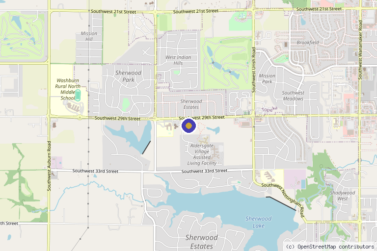 Map showing the location of Azure Aesthetics in Topeka, KS