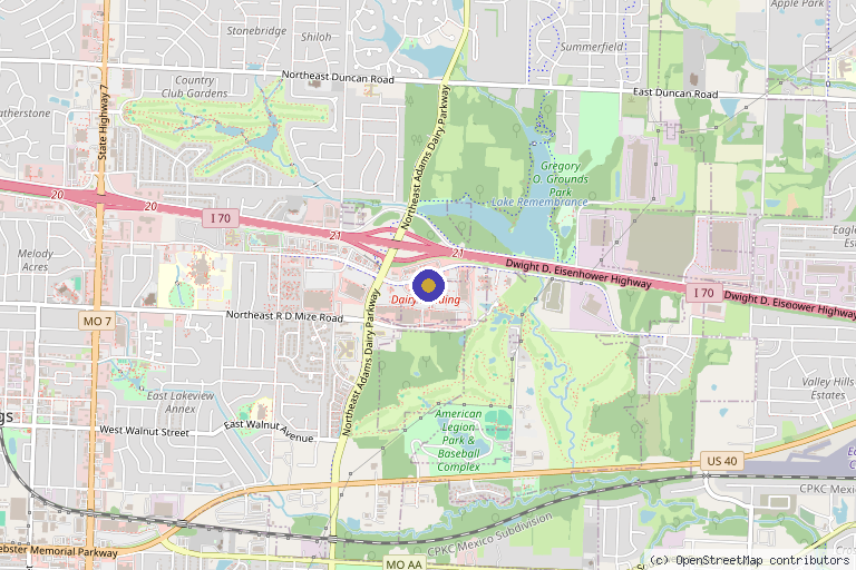 Map showing the location of Gen 3 IV Hydration and Wellness in Blue Springs, MO