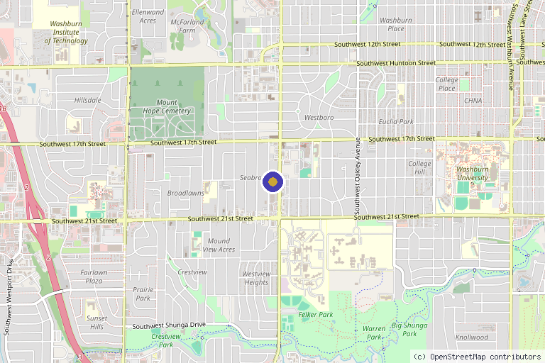 Map showing the location of Integrated Aesthetics in Topeka, KS