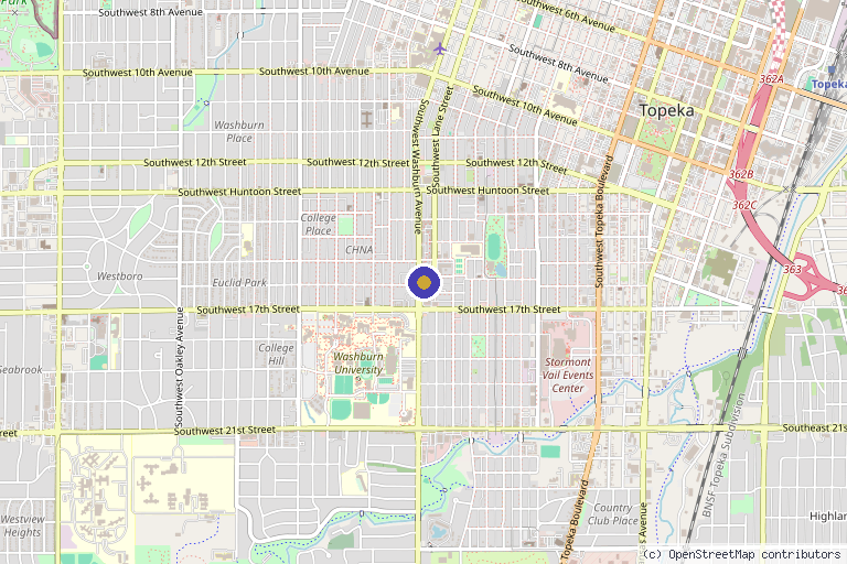 Map showing the location of Restore Physical Therapy in Topeka, KS