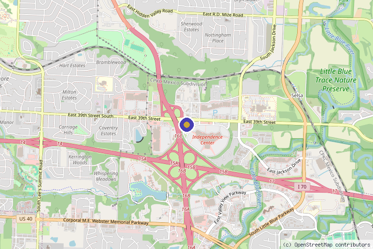 Map showing the location of Small Town Wellness - Cynthia Stock FNP-C in Independence, MO