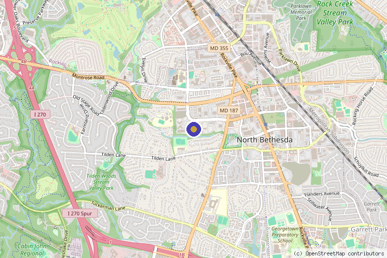 Map showing the location of The Center for Facial and Functional Recovery in Rockville, MD