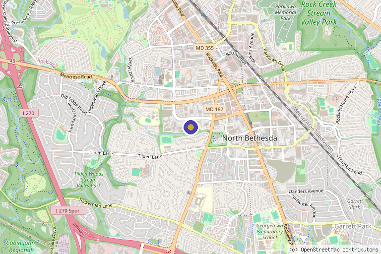 Map showing the location of Amani BODY MIND SKIN in Rockville, MD