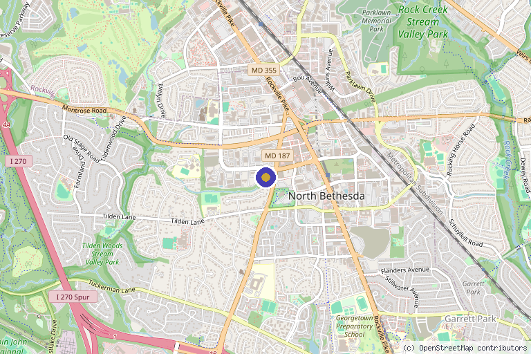 Map showing the location of Freedom IV Hydration Centers in Rockville, MD