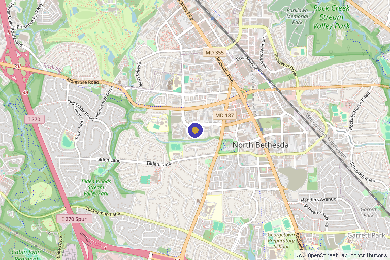 Map showing the location of beBold Aesthetics in Rockville, MD