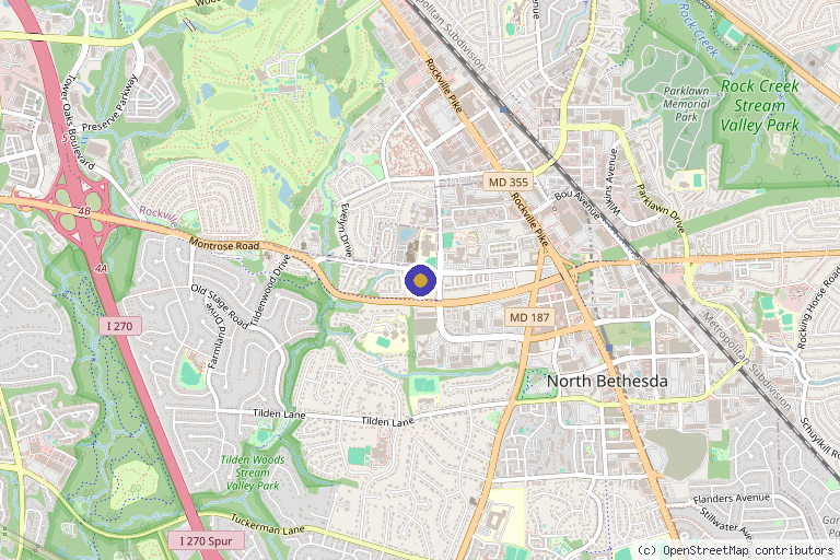 Map showing the location of Bella Bliss Med Spa in Rockville, MD
