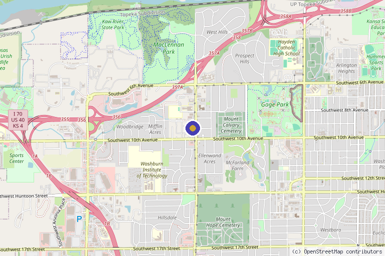 Map showing the location of Soul Wellness and Beauty in Topeka, KS