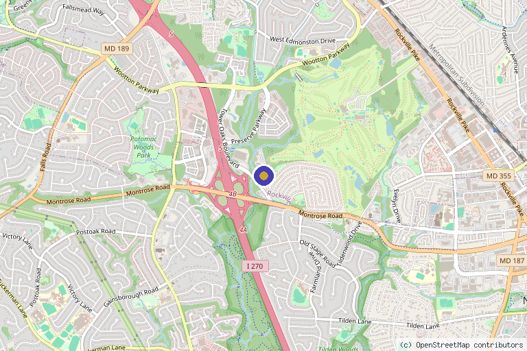 Map showing the location of Osteopathic Center for Healing in Rockville, MD