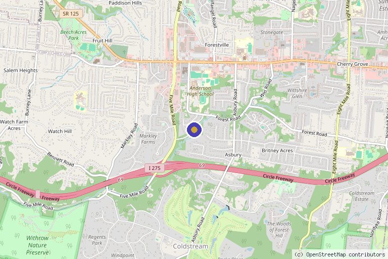 Map showing the location of StemCures in Cincinnati, OH