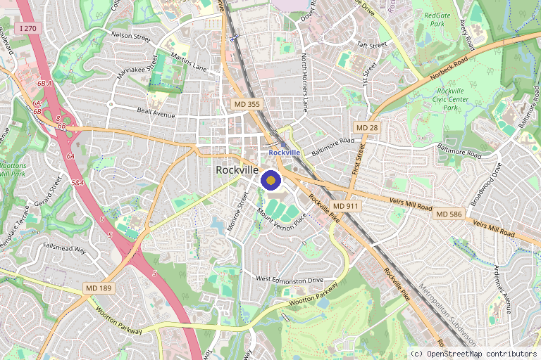 Map showing the location of The Beauty Bay Med Spa in Rockville, MD