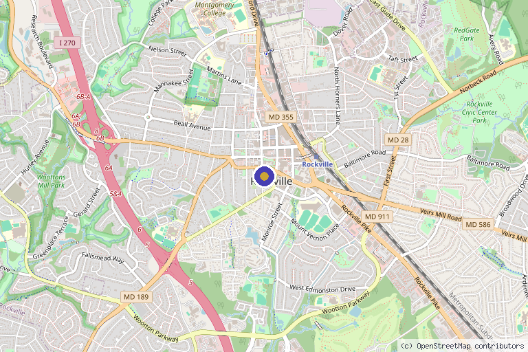 Map showing the location of HITx Regenerative Health in Rockville, MD