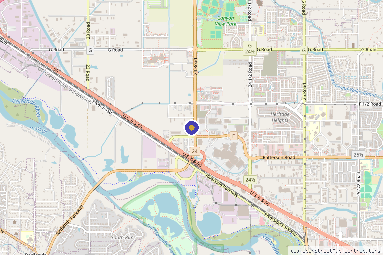 Map showing the location of Grand Valley Laser Aesthetics in Grand Junction, CO