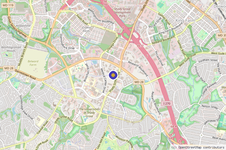 Map showing the location of Aesthetic & Dermatology Center in Rockville, MD