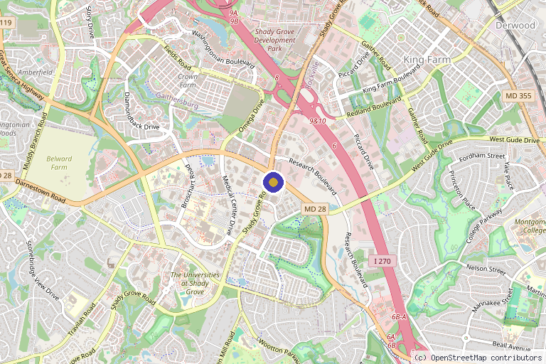 Map showing the location of Butterfly Medical Spa in Rockville, MD