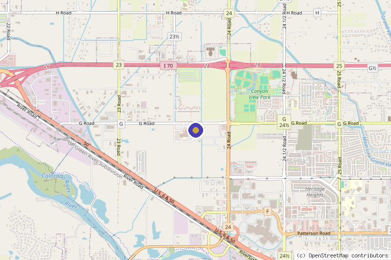 Map showing the location of Uptown Aesthetics + Hormone Wellness in Grand Junction, CO
