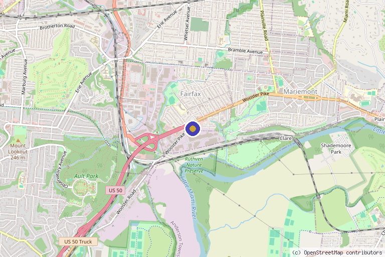 Map showing the location of SoftWave Therapy Cincinnati in Cincinnati, OH