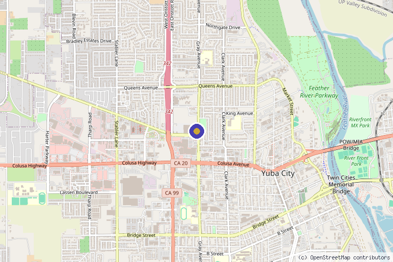 Map showing the location of Healing Arts Physical Therapy in Yuba City, CA