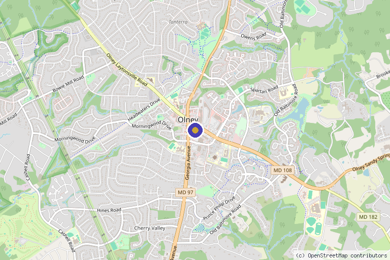 Map showing the location of Estar MedSpa & Innovative Health Center in Olney, MD