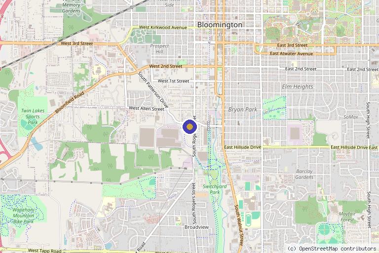 Map showing the location of Dermatology Center of Southern Indiana in Bloomington, IN