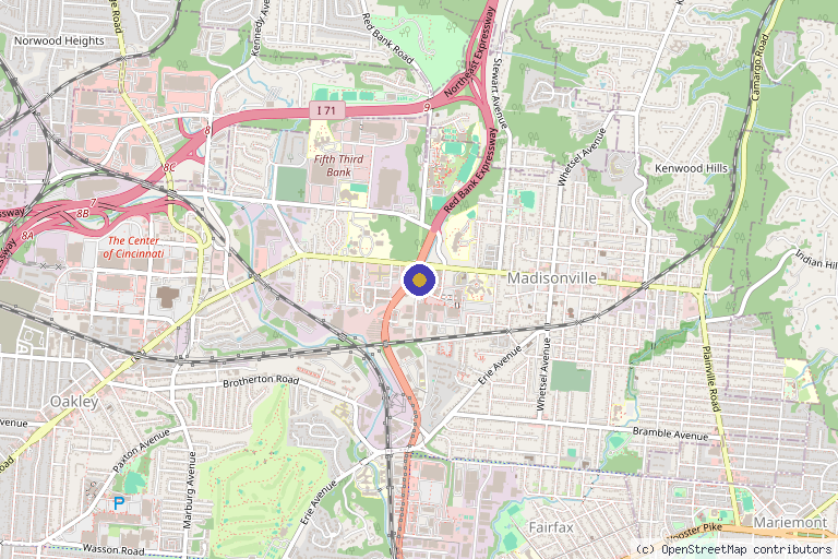 Map showing the location of Laser and Regenerative Center in Cincinnati, OH