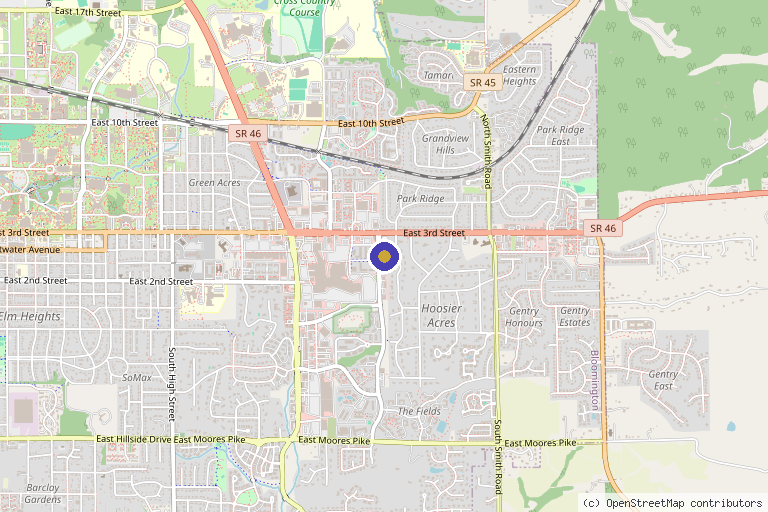 Map showing the location of Bloomington Sports and Wellness in Bloomington, IN