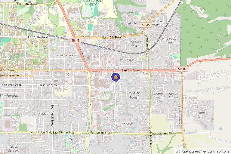Map showing the location of Embrace Wellness Clinic in Bloomington, IN