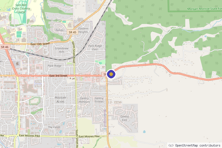 Map showing the location of Southern Indiana Aesthetics & Plastic Surgery in Bloomington, IN