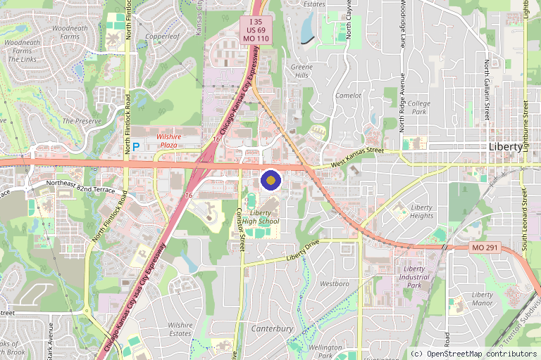Map showing the location of AesthetiCare Medspa + Wellness, Liberty in Liberty, MO