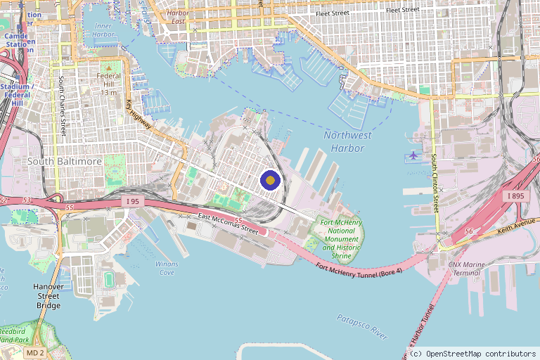 Map showing the location of InVein Aesthetics in Baltimore, MD