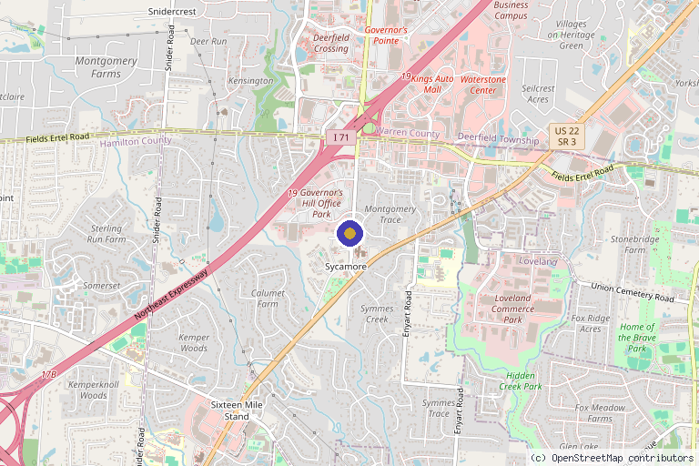 Map showing the location of Wolf Hair Restoration in Cincinnati, OH
