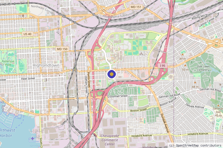 Map showing the location of Vita Nova Wellness Clinic in Baltimore, MD