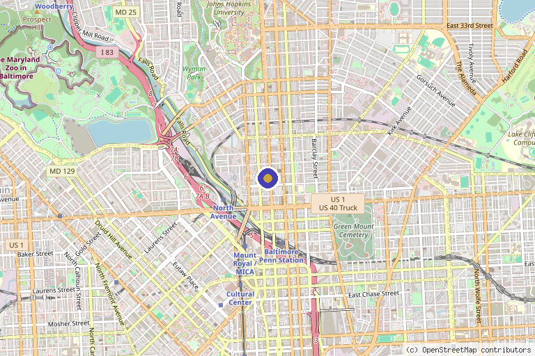 Map showing the location of Helping Hands PRP, Inc. in Baltimore, MD