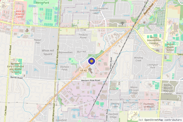 Map showing the location of Regenerative Aesthetics, LLC in Mason, OH