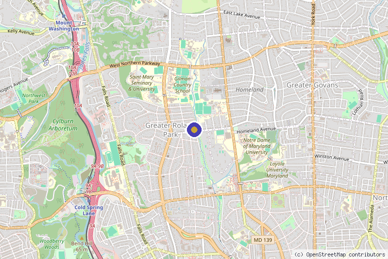 Map showing the location of Elegance Aesthetics Med Spa in Baltimore, MD