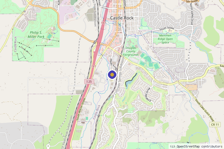 Map showing the location of Colorado Integrative Healthcare in Castle Rock, CO