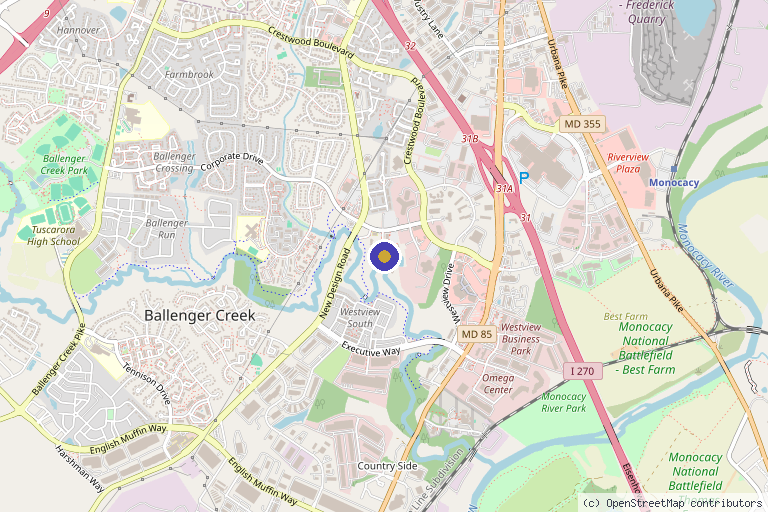 Map showing the location of Orthopedic & Wellness in Frederick, MD